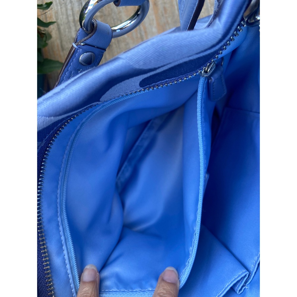 VTG Coach Carly Hobo Bag Blue Periwinkle Signature Jacquard Silver Hardware Y2K - Picture 12 of 16